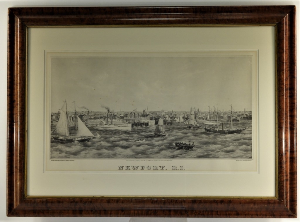 Appraisal: J P NEWELL LITHOGRAPH OF NEWPORT HARBOR United States -