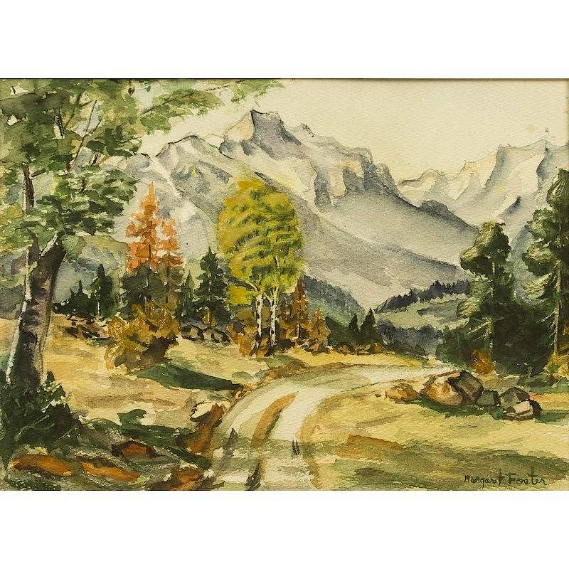 Appraisal: Margaret Foster Painting Framed watercolor mountain landscape by Margaret Foster