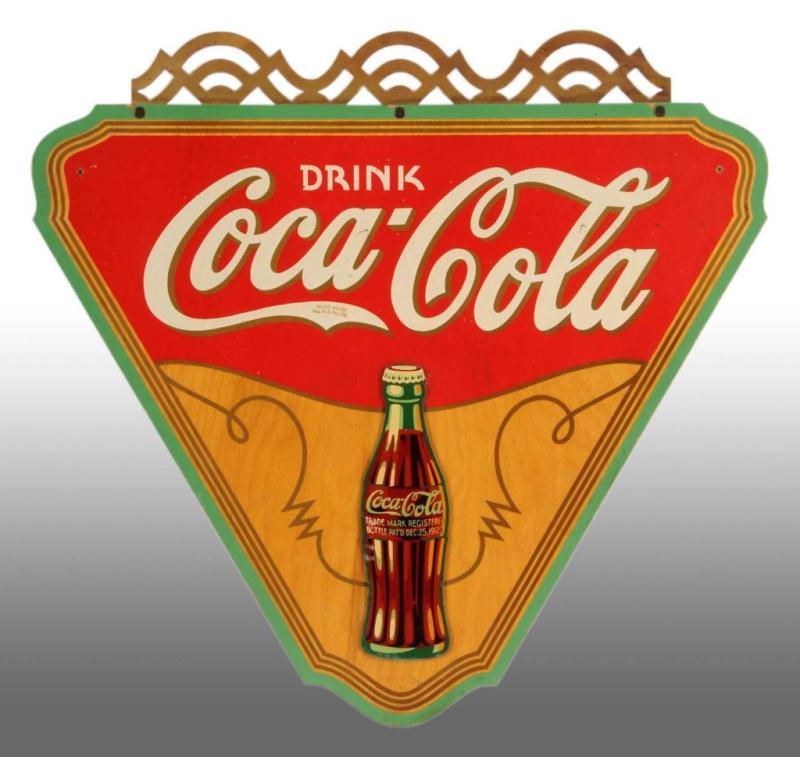 Appraisal: Plywood Coca-Cola Kay Displays Triangle Sign Description s Very strong