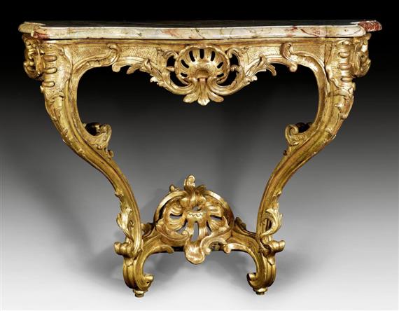 Appraisal: CONSOLE Louis XV France circa Pierced finely carved and gilt