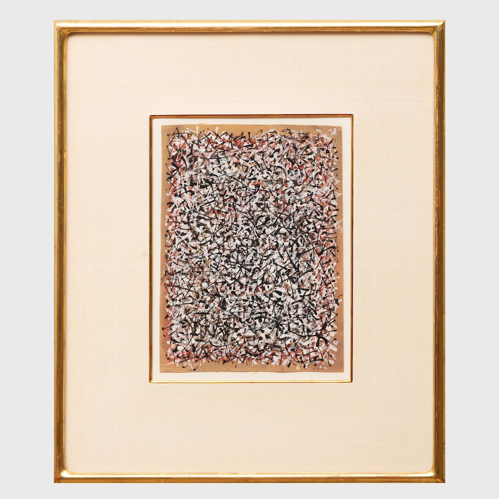 Appraisal: Mark Tobey - White Writing Gouache on paper signed 'Tobey'