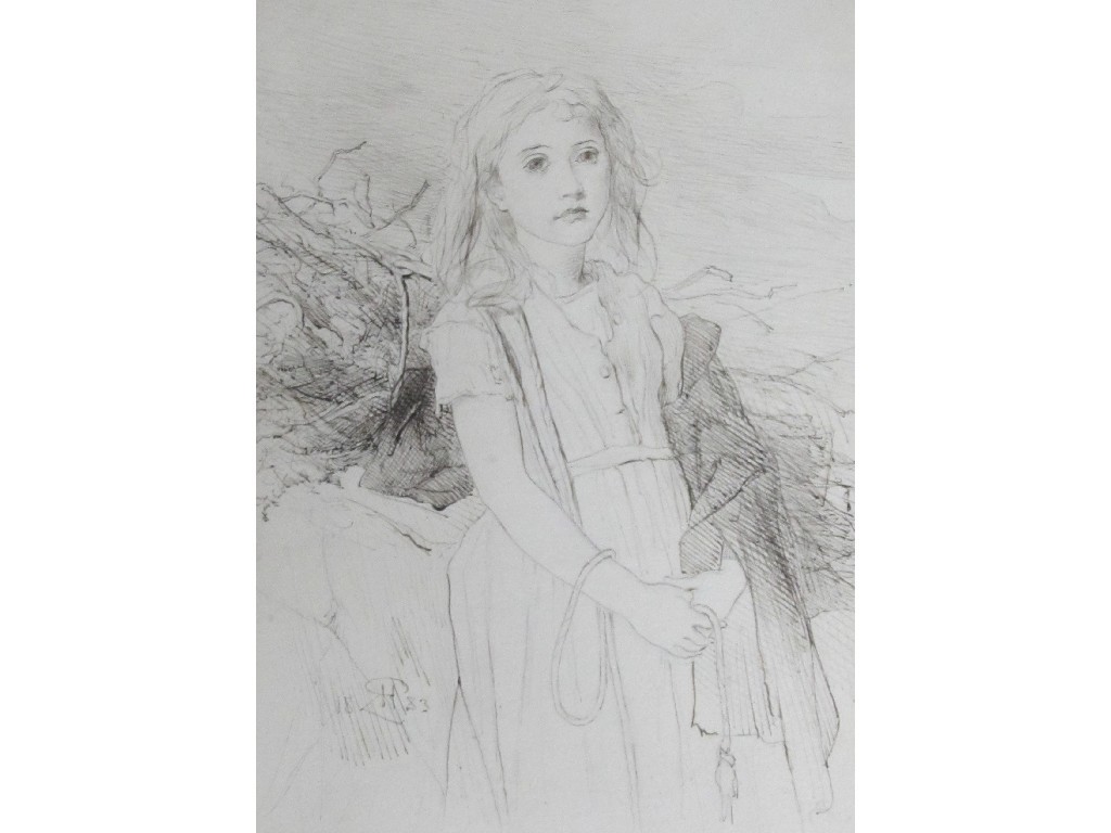 Appraisal: ROBERT HERDMAN RSA - STUDY OF A YOUNG GIRL Pencil