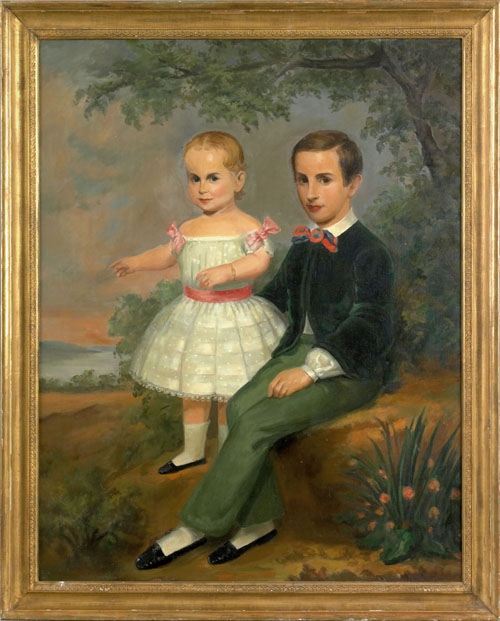 Appraisal: American School th c oil on canvas portrait of a