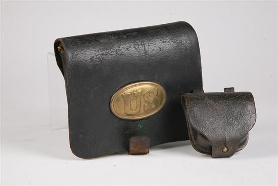 Appraisal: U S CIVIL WAR CARTRIDGE AND CAP BOX Cartridge box