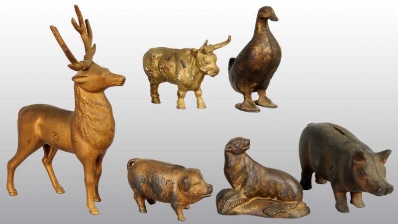 Appraisal: Lot of Cast Iron Animal Still Banks Description Includes Decker's