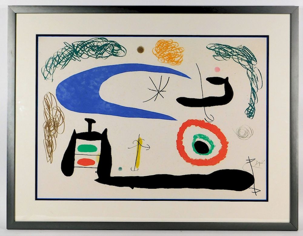 Appraisal: Joan Miro Abstract Curvilinear Lithograph Joan Miro Abstract Curvilinear Lithograph