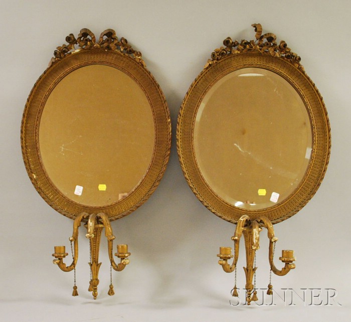 Appraisal: Pair of Louis VXI Style Carved Giltwood and Gesso Oval