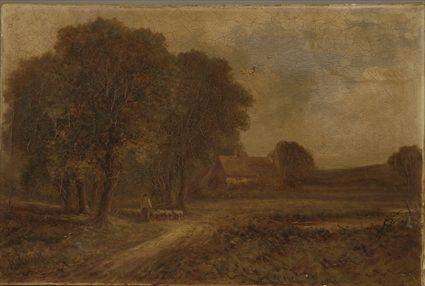 Appraisal: R Jenson th C Landscape with Shepherd and Sheep Oil