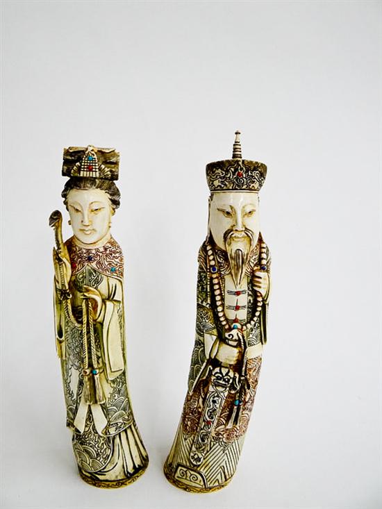 Appraisal: CARVED IVORY EMPEROR AND EMPRESS China st half- th century