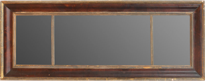 Appraisal: American Classical Mahogany-Veneered and Parcel-Gilt Three-Plate Overmantel Mirror in x