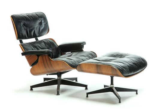 Appraisal: MODERN CHAIR AND OTTOMAN Designed by Charles and Ray Eames