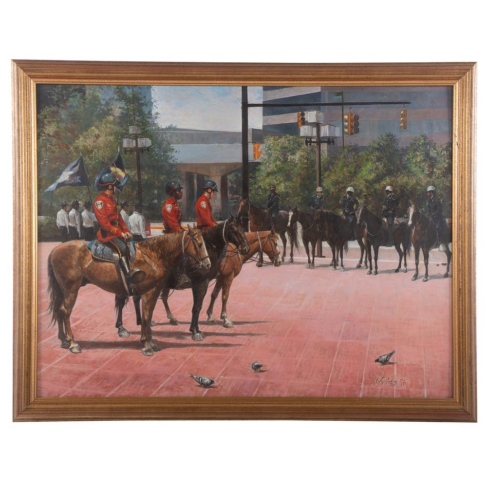 Appraisal: Nathaniel K Gibbs Baltimore Police Horse Patrol American - Oil