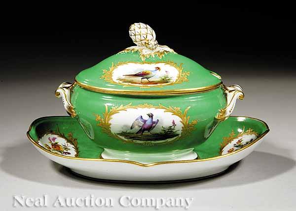 Appraisal: A Fine Paris Porcelain Polychrome and Gilt-Decorated Lidded Saucier and