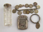 Appraisal: A mixed lot comprising a silver threepence bracelet a silver