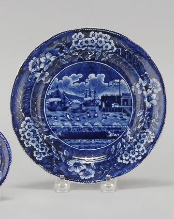 Appraisal: HISTORICAL BLUE AND WHITE STAFFORDSHIRE PLATE Circa Landing of Gen