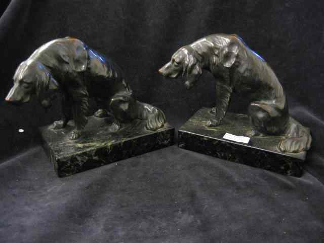 Appraisal: Pair of Bronze Figural Dog Bookends sad hound deco period