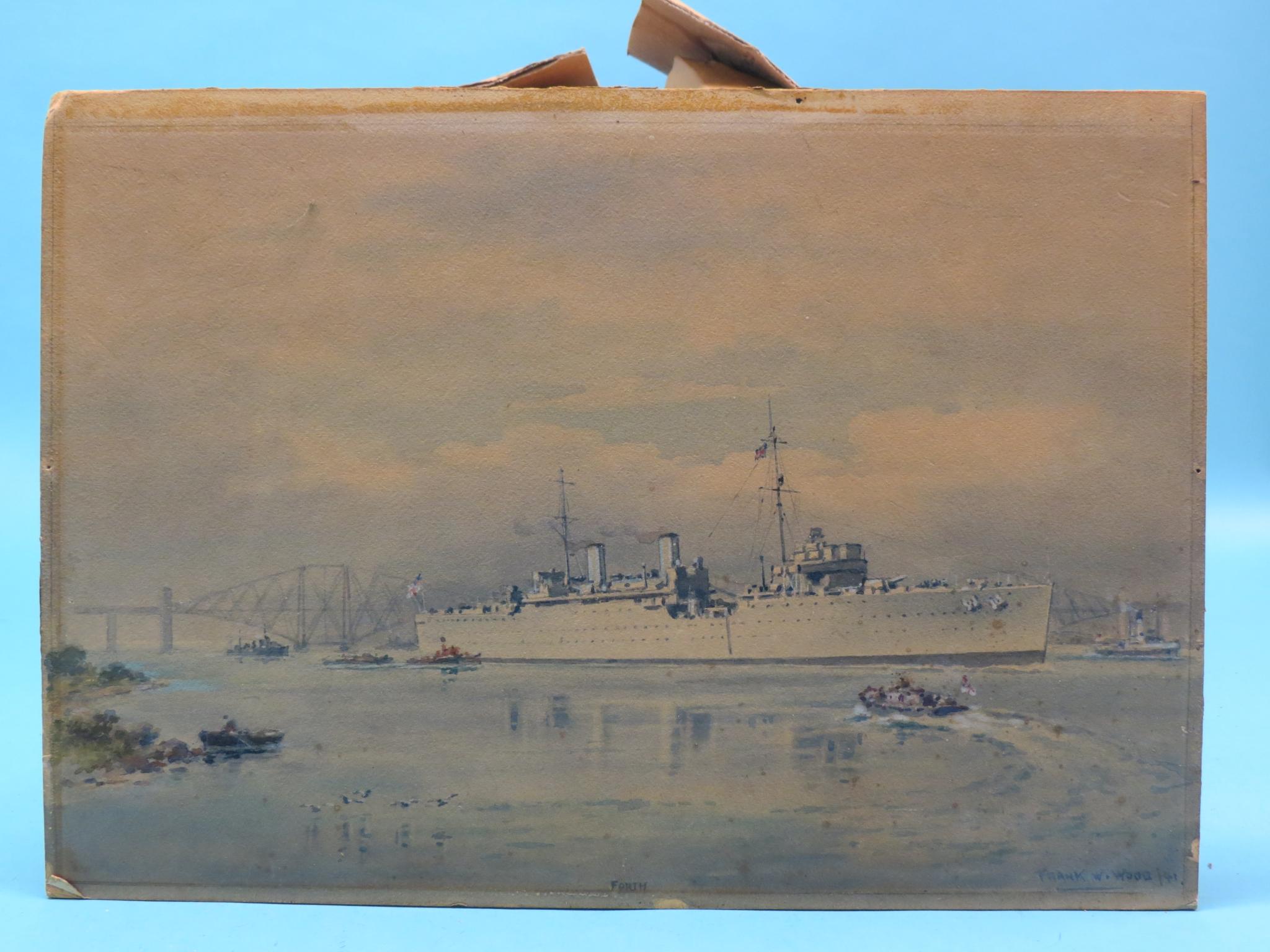 Appraisal: Frank Watson Wood - - watercolour Royal Navy battleship at