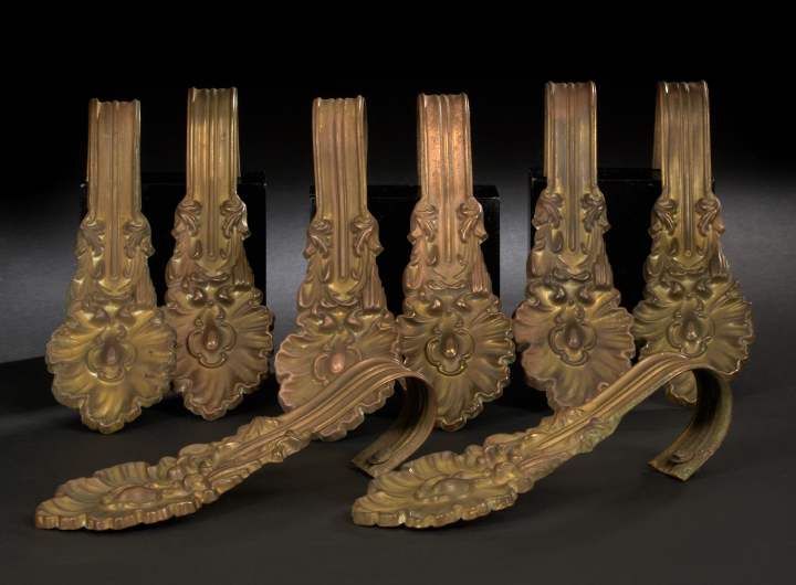 Appraisal: Set of Eight English Embossed and Gilded Brass Drapery Tiebacks