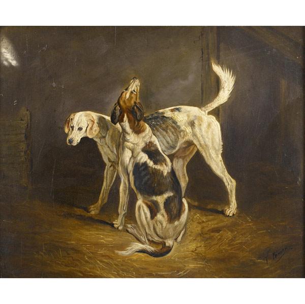 Appraisal: T PALMER American th th C Untitled Two Fox Hounds