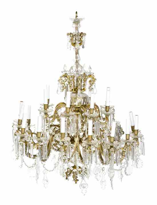 Appraisal: A Continental Gilt Metal and Cut Glass Twenty-Four Light Chandelier