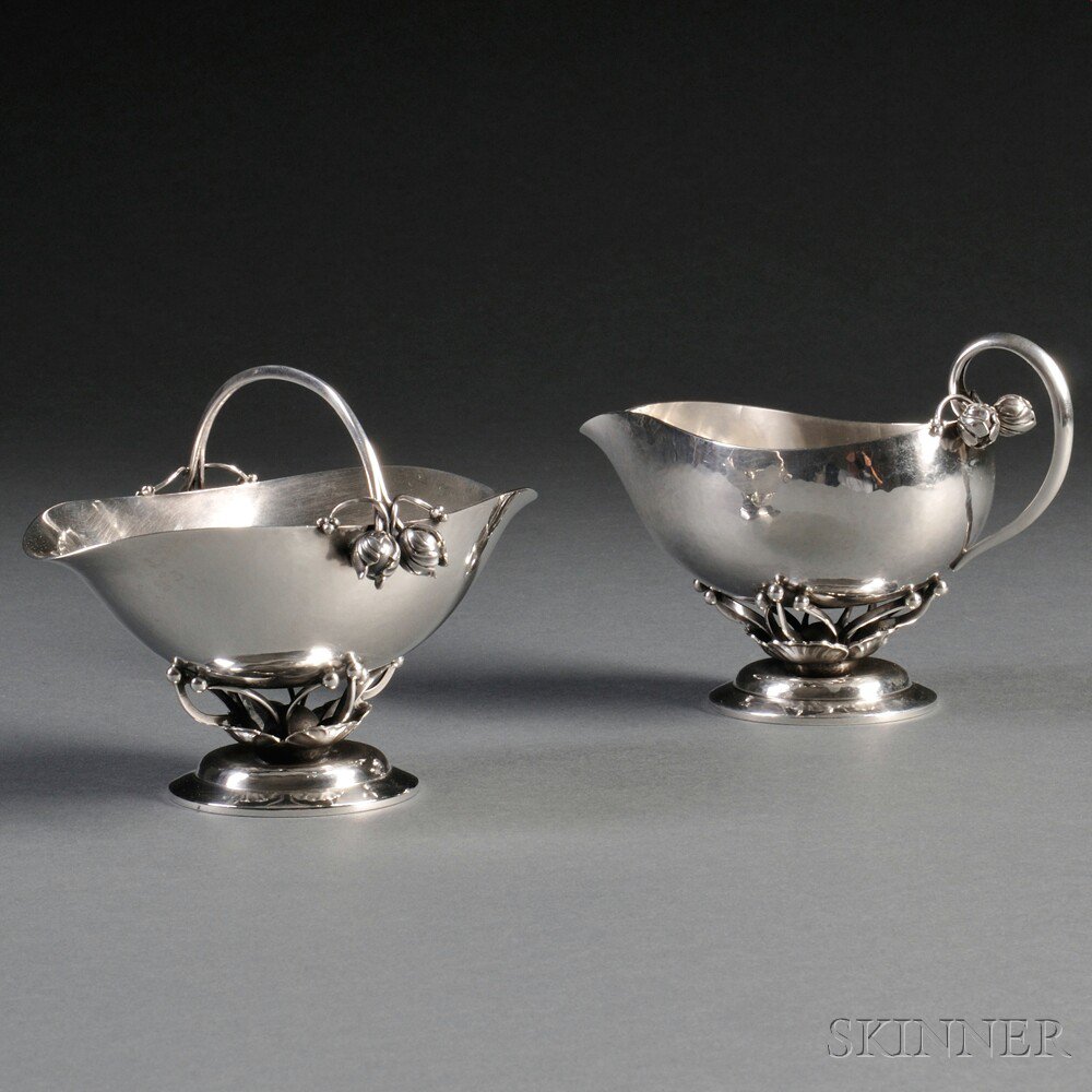 Appraisal: Georg Jensen Sterling Silver Creamer and Sugar Denmark each numbered