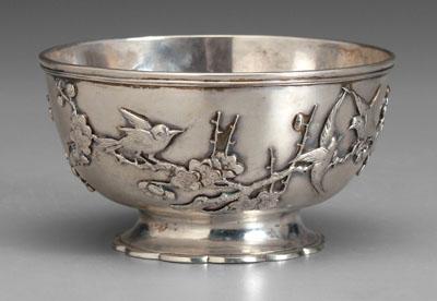 Appraisal: Chinese export silver bowl double wall decoration with applied birds