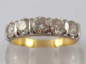 Appraisal: A yellow metal tests carat gold five stone diamond ring