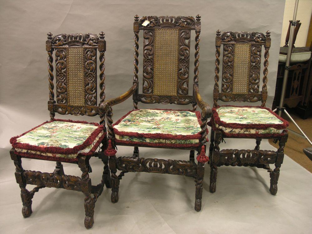 Appraisal: A good quality set of six Charles II style walnut