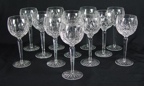 Appraisal: Twelve Waterford Footed Wine Glasses Lismore pattern All marked and