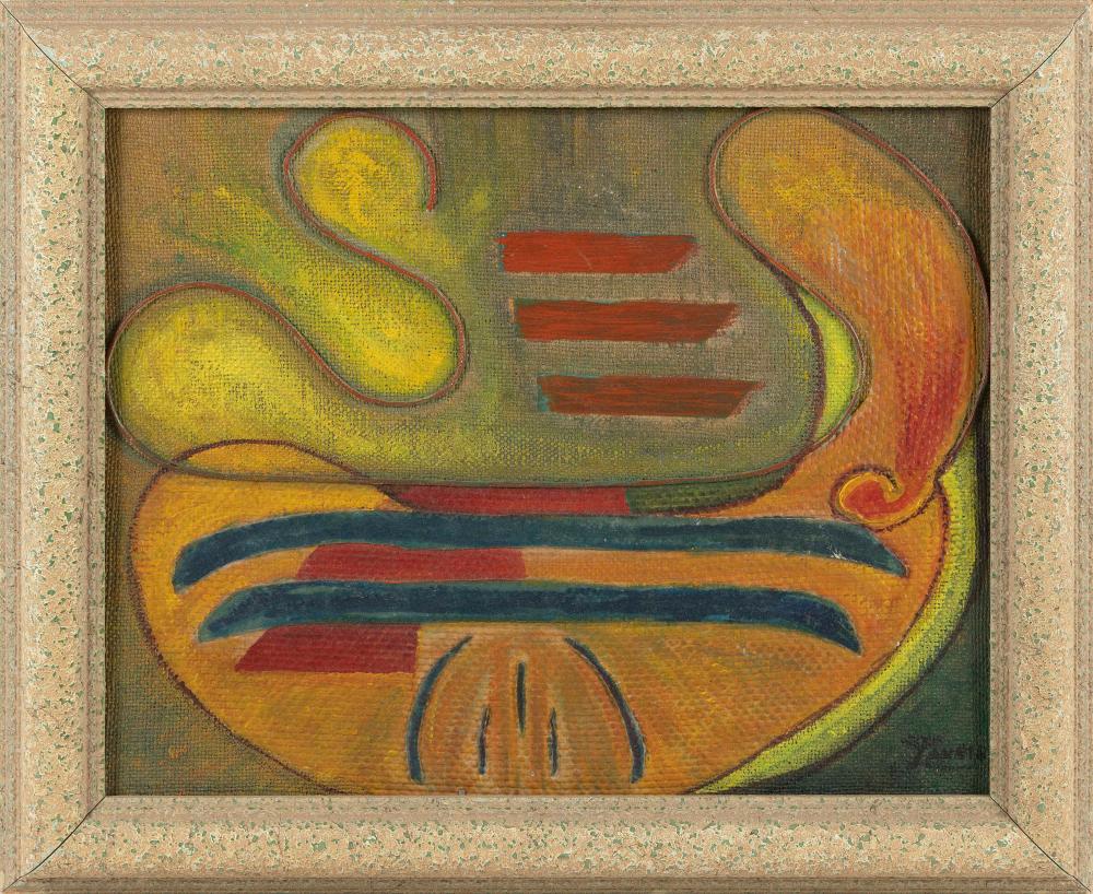 Appraisal: AMERICAN SCHOOL TH CENTURY UNTITLED ABSTRACT OIL ON MASONITE X