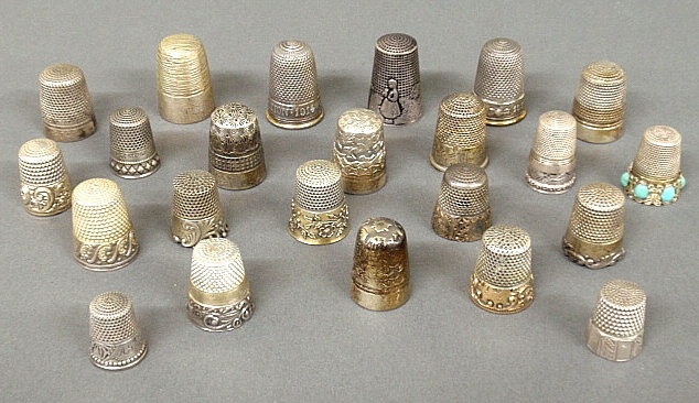 Appraisal: - Twenty-five thimbles- sterling silver English silver troy oz and