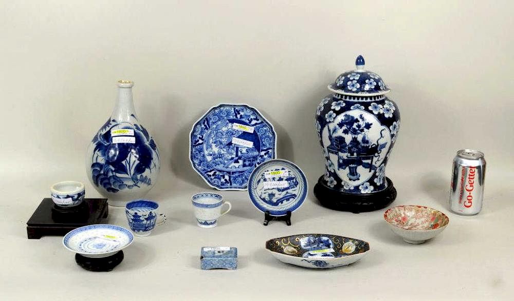 Appraisal: Group Asian Blue White Porcelain Items Group of Asian blue