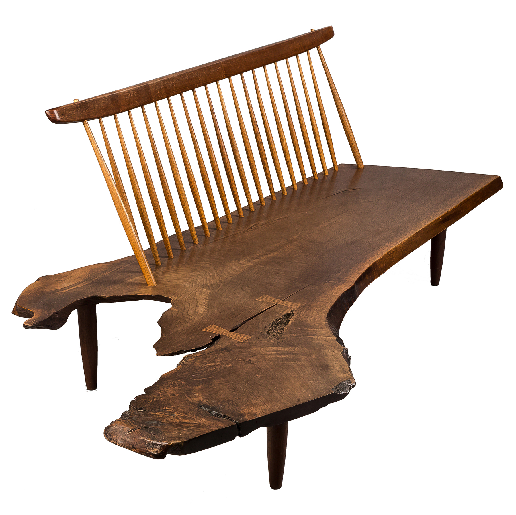 Appraisal: George Nakashima American - A Fine Free Form Conoid Bench