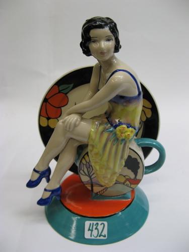 Appraisal: ART DECO STYLE STAFFORDSHIRE PORCELAIN FIGURE - in H Titled