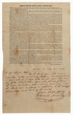 Appraisal: Samuel Griswold autograph letter and document Directions for Using Your