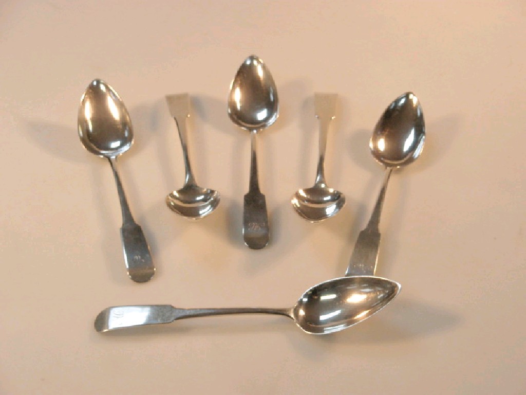 Appraisal: A set of six George III silver fiddle pattern dessert