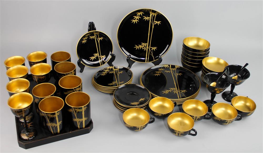 Appraisal: ASIAN LACQUERWARE DINNER SERVICE to include dinner plates - dia