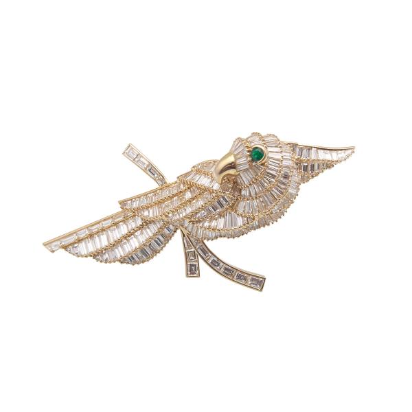 Appraisal: k Yellow Gold Brooch Pendant formed as a cockatiel set