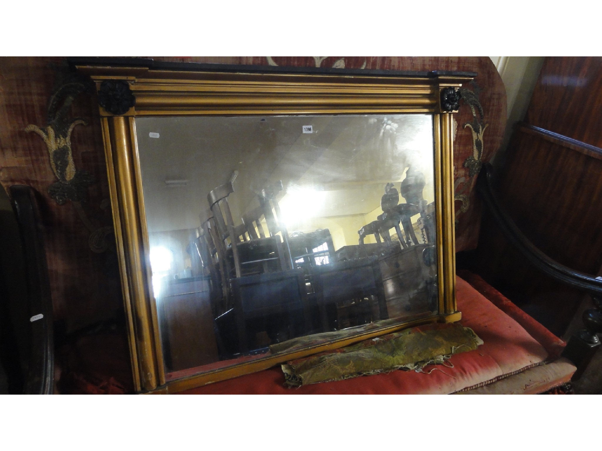 Appraisal: A Regency overmantle mirror of rectangular form the cushion moulded