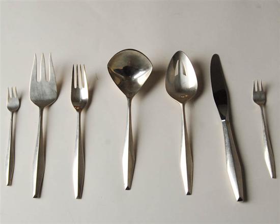 Appraisal: Gio Ponti -piece Diamond-pattern Sterling Flatware Signed Reed Barton Sterling