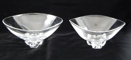 Appraisal: GLASS Two matching Steuben bowls colorless glass both with applied