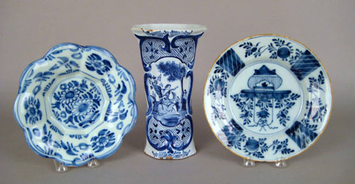 Appraisal: Two Delft blue and white plates th c dia dia