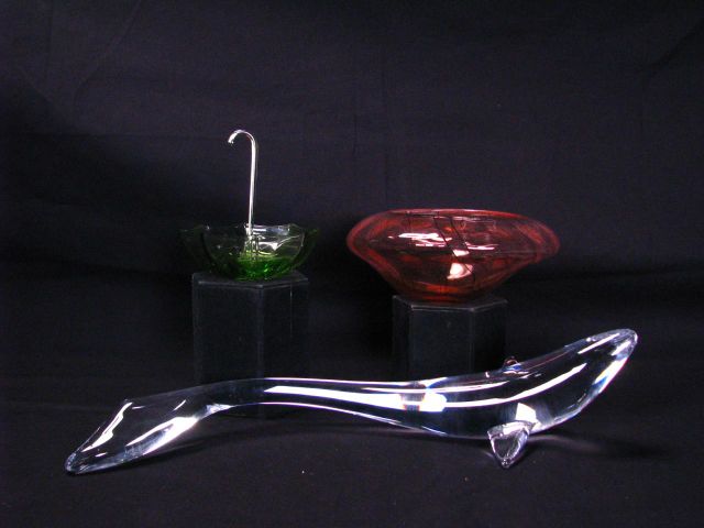 Appraisal: Three Items of signed art glass including Serves crystal umbrella