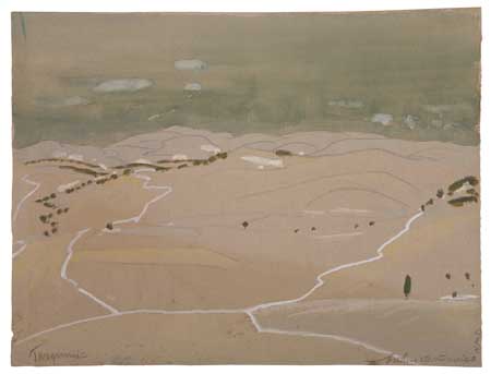 Appraisal: ARTHUR B DAVIES Landscape Study Tarquinia Watercolor and gouache over