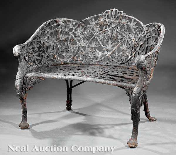 Appraisal: An American Cast Iron Garden Bench mid- th c marked