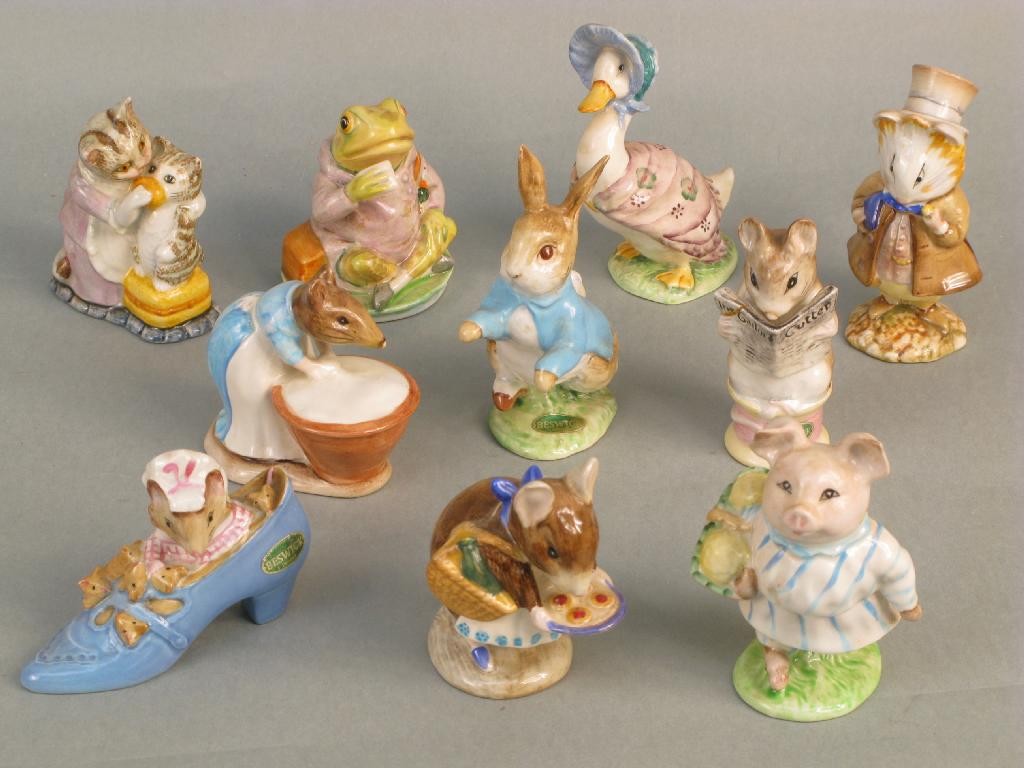 Appraisal: Ten various Beswick Beatrix Potter characters four with oval back-stamps