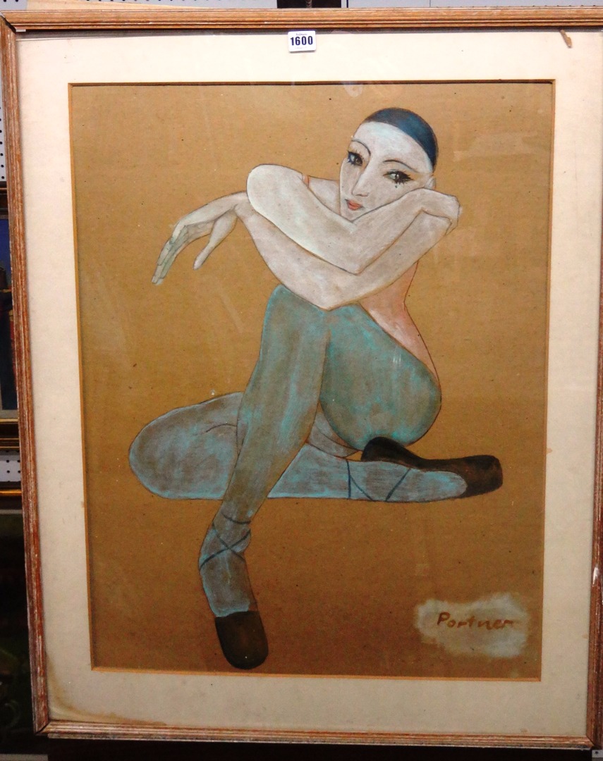 Appraisal: Alex Portner b The Mime oil wash on strawboard signed