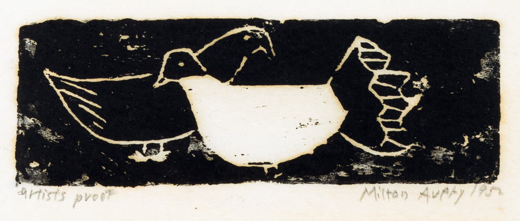 Appraisal: MILTON AVERY Two Birds Woodcut printed in black on Japan