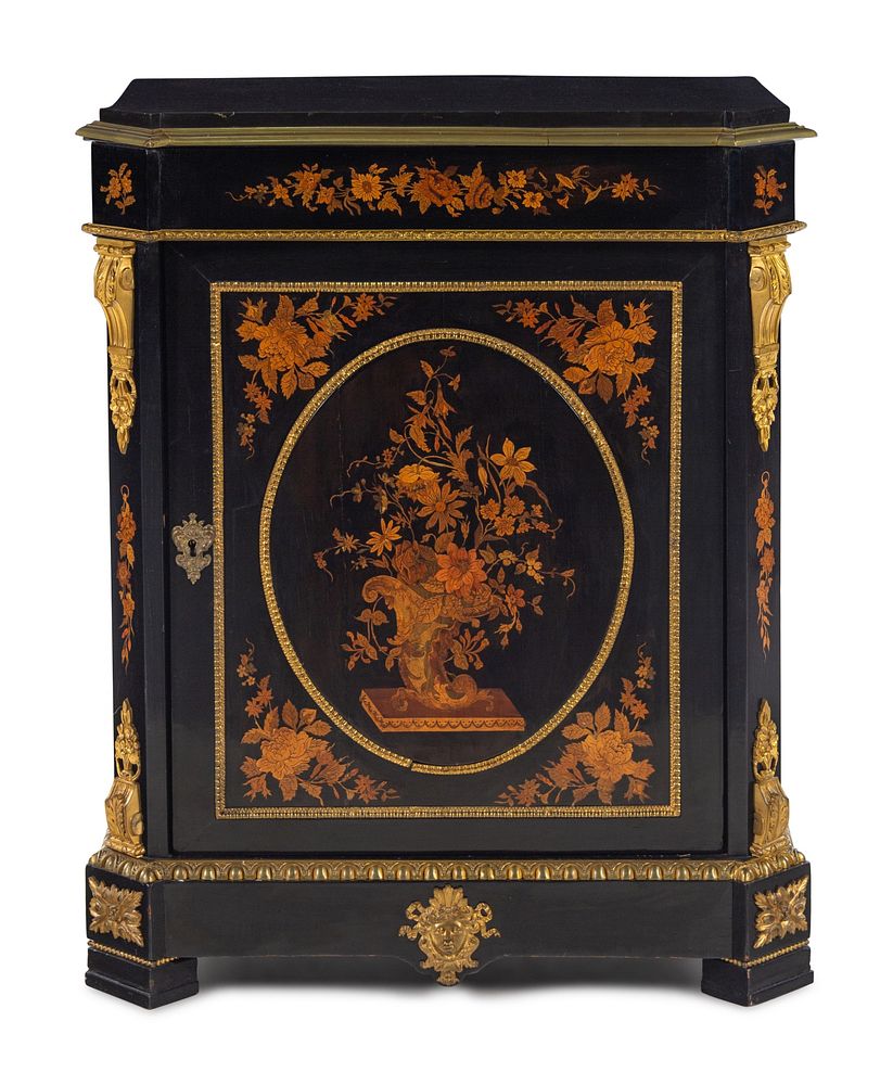 Appraisal: A Napoleon III Style Gilt Bronze Mounted Marquetry Cabinet A