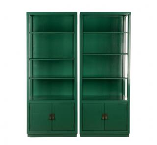 Appraisal: Pair Green Lacquered Century Furniture Bookcases Century Furniture American founded